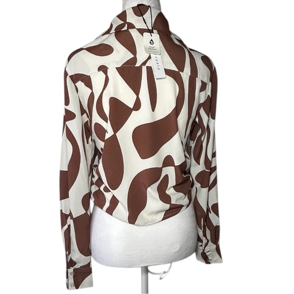 Sanctuary White and Brown Button Down Shirt with Notched Collar - Picture 7 of 9